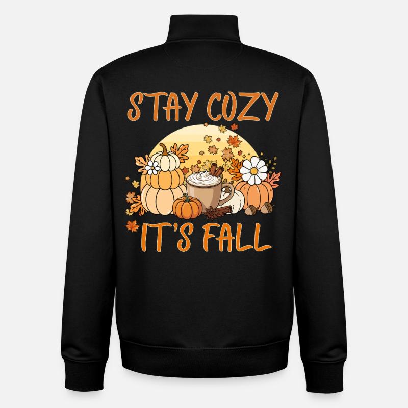 Stay Cozy It’s Fall – Pumpkin Spice Autumn Coffee - Unisex Organic Zip Sweatshirt by Stanley/Stella - black