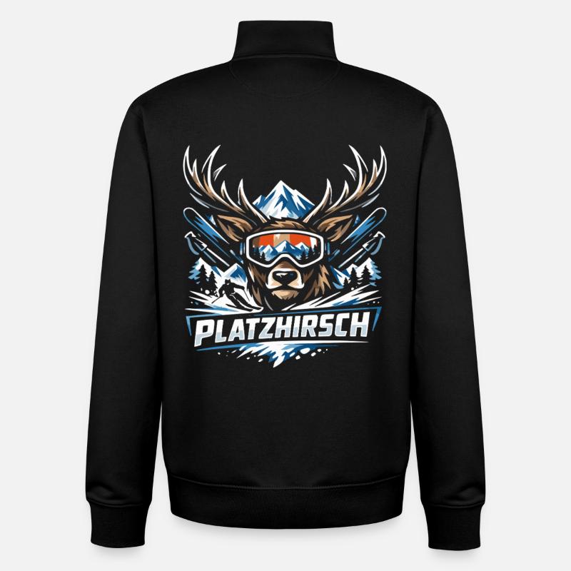 Platzhirsch Ski Hirsch - Unisex Organic Zip Sweatshirt von Stanley/Stella - Schwarz