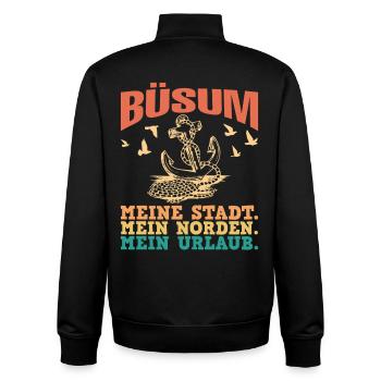 Büsumer BÜSUM MEINE STADT MEIN NORDEN Lustig - Unisex Organic Zip Sweatshirt von Stanley/Stella - Schwarz - Hinten - AI Model Male 185 light (185cm)