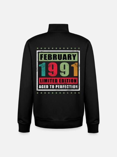 Février 1991 Jubilé Février 1991 Février - Sweat zippé unisexe en coton bio Stanley/Stella - noir