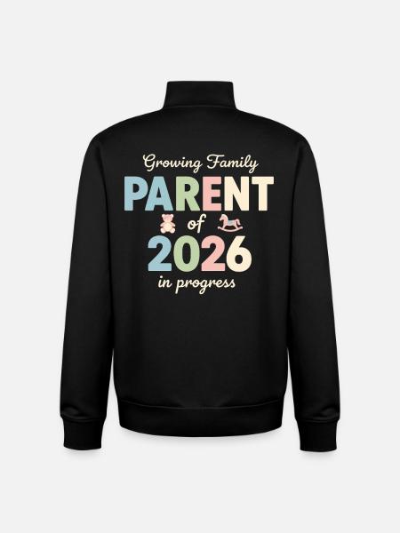 Growing Family – Parent of 2026 - Unisex Organic Zip Sweatshirt by Stanley/Stella - black