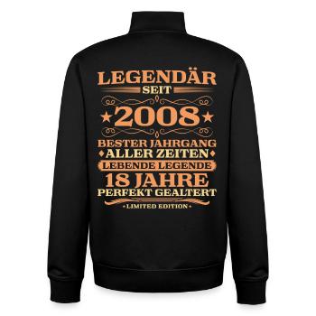 2008 vintage 18 years perfectly aged - Unisex Organic Zip Sweatshirt by Stanley/Stella - black - Back - AI Model Male 185 light (185cm)