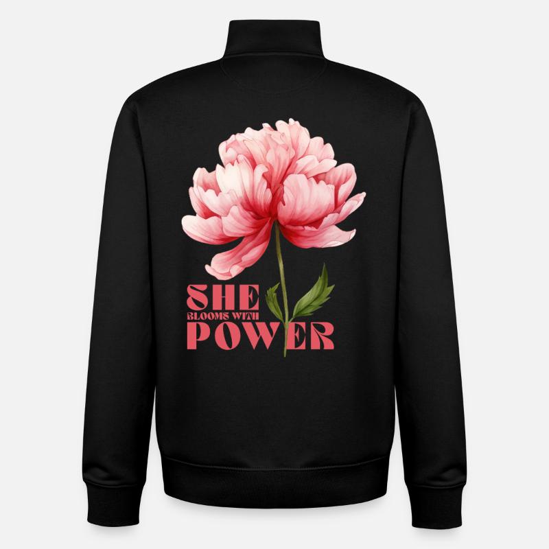 Elle déborde de puissance - Sweat zippé unisexe en coton bio Stanley/Stella - noir