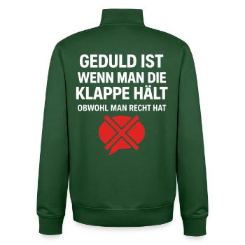 Geduld Definition - Unisex Organic Zip Sweatshirt von Stanley/Stella - Flaschengrün - Hinten - AI Model Male 185 dark (185cm)