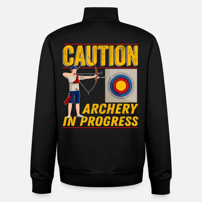 Vorsicht: Bogenschießen läuft - Unisex Organic Zip Sweatshirt von Stanley/Stella - Schwarz