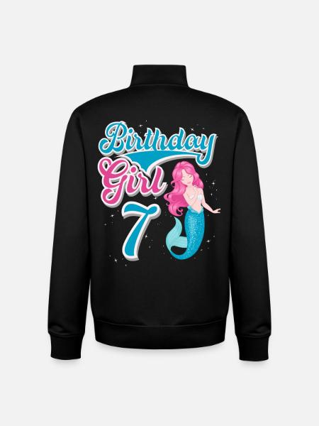 7th Birthday Mermaid - Unisex Organic Zip Sweatshirt by Stanley/Stella - black