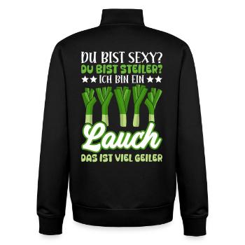 Salle de sport TU ES SEXY, TU ES PLUS RAIDE JE SUIS UN POIREAU - Sweat zippé unisexe en coton bio Stanley/Stella - noir - Dos - AI Model Male 185 light (185cm)