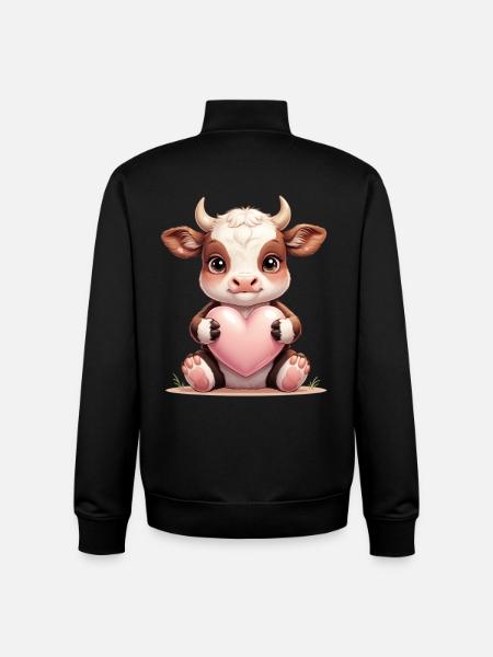 Kuhbaby mit Herz - Unisex Organic Zip Sweatshirt von Stanley/Stella - Schwarz