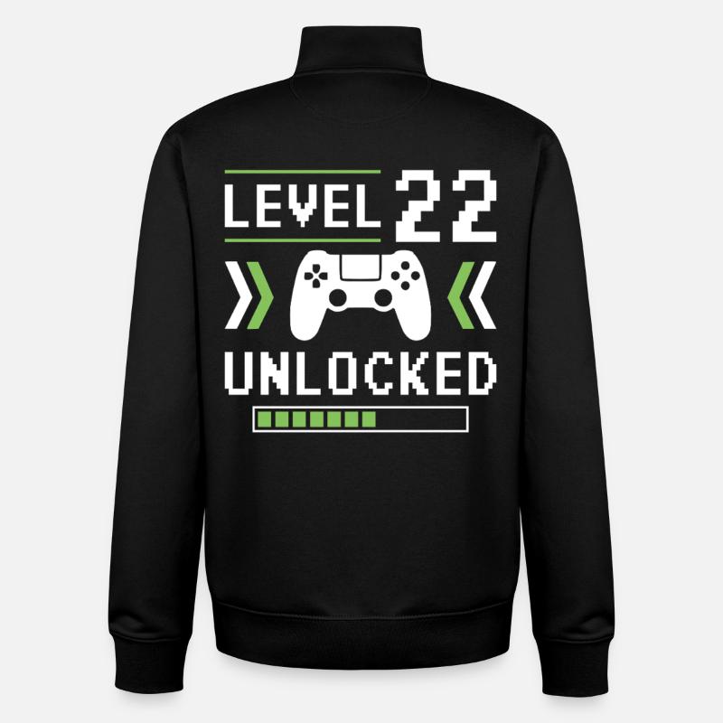 22nd Birthday Level 22 unlocked - Unisex Organic Zip Sweatshirt by Stanley/Stella - black