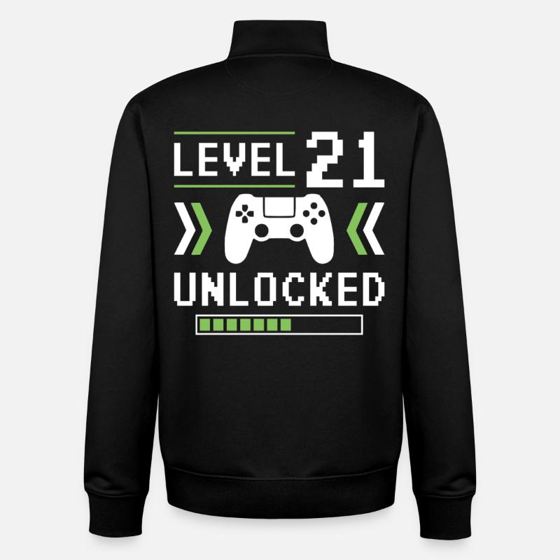 21e anniversaire niveau 21 débloqué - Sweat zippé unisexe en coton bio Stanley/Stella - noir