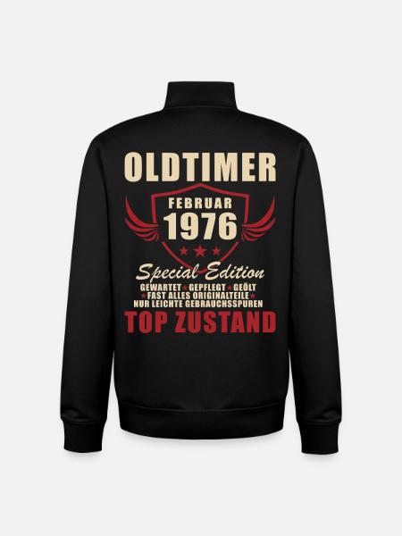 February 1976 Birthday Oldtimer 1976 - Unisex Organic Zip Sweatshirt by Stanley/Stella - black