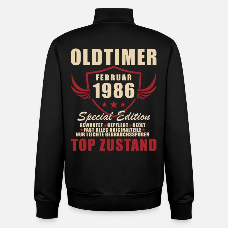 February 1986 Birthday Oldtimer 1986 - Unisex Organic Zip Sweatshirt by Stanley/Stella - black