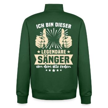 Singer Sayings - Unisex Organic Zip Sweatshirt by Stanley/Stella - bottle green - Back - AI Model Male 185 dark (185cm)