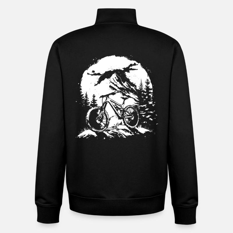 Mountain Biker Graphic - Unisex Organic Zip Sweatshirt by Stanley/Stella - black