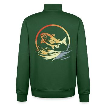 Angeln Retro Stil - Unisex Organic Zip Sweatshirt von Stanley/Stella - Flaschengrün - Hinten - AI Model Male 185 dark (185cm)