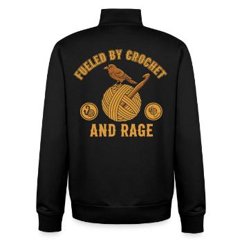Angetrieben von Häkeln und Wut Lustiger Häkelliebhaber - Unisex Organic Zip Sweatshirt von Stanley/Stella - Schwarz - Hinten - AI Model Male 185 light (185cm)