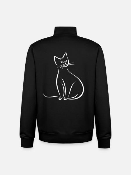 Dessin de chat - Sweat zippé unisexe en coton bio Stanley/Stella - noir