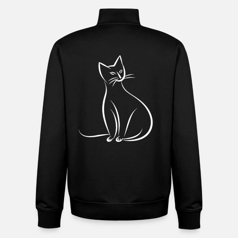 Katze Zeichnung - Unisex Organic Zip Sweatshirt von Stanley/Stella - Schwarz