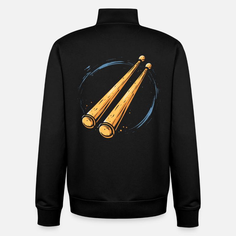 Schlagzeugstöcke Grafik - Unisex Organic Zip Sweatshirt von Stanley/Stella - Schwarz