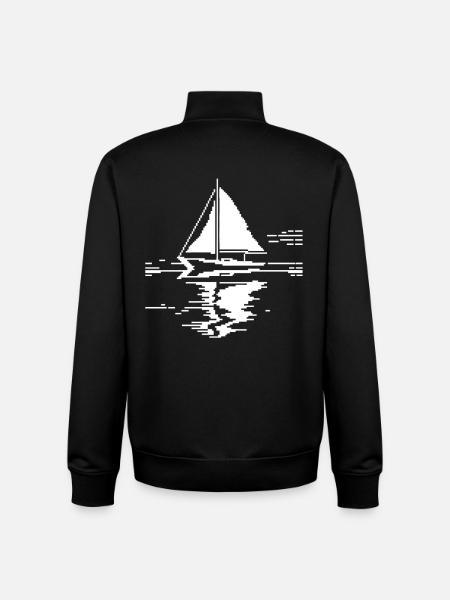 Segelboot Pixel Grafik - Unisex Organic Zip Sweatshirt von Stanley/Stella - Schwarz