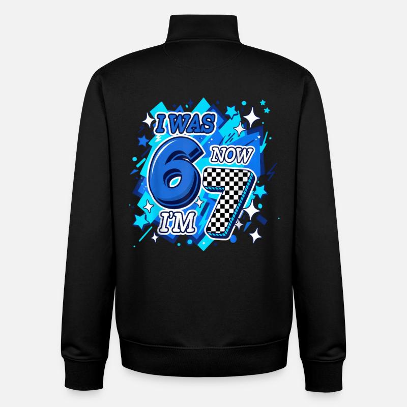  Six Seven Blue Checkered 67 - Sweat zippé unisexe en coton bio Stanley/Stella - noir