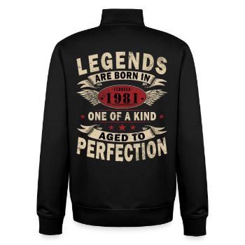 February 1981| February 1981 Jubilee 1981 - Unisex Organic Zip Sweatshirt by Stanley/Stella - black - Back - AI Model Male 185 light (185cm)