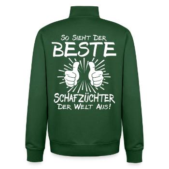 Meilleur éleveur de moutons - Sweat zippé unisexe en coton bio Stanley/Stella - vert bouteille - Dos - AI Model Male 185 dark (185cm)