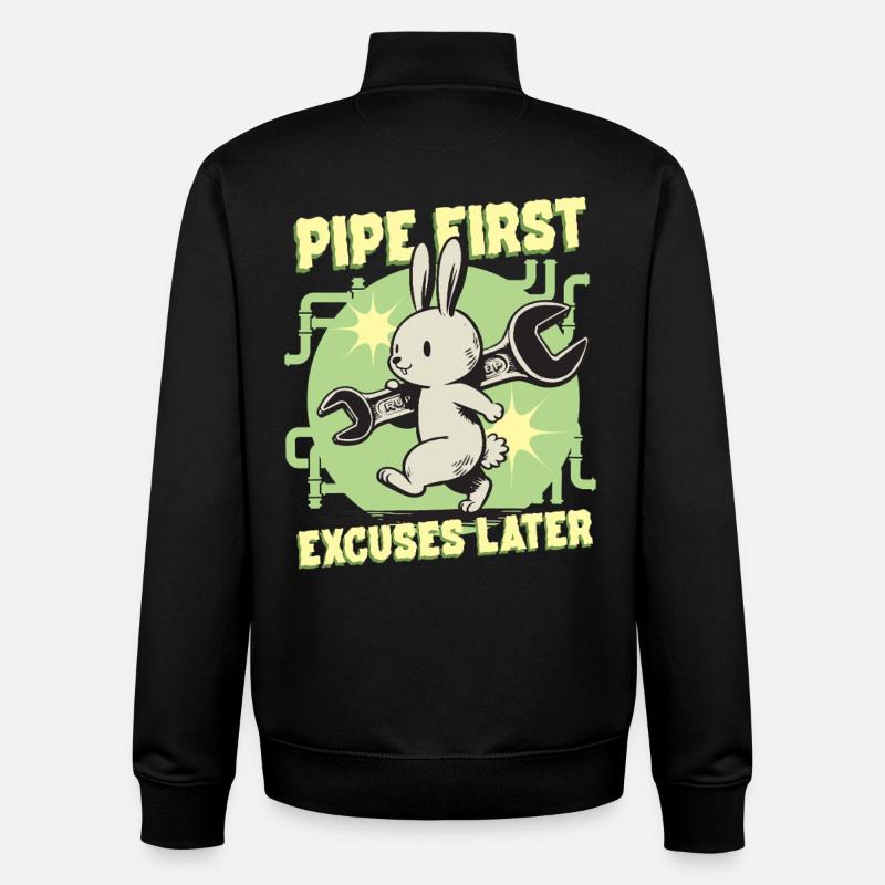 Pipelayer Pipe Builder Pipe First - Unisex Organic Zip Sweatshirt by Stanley/Stella - black