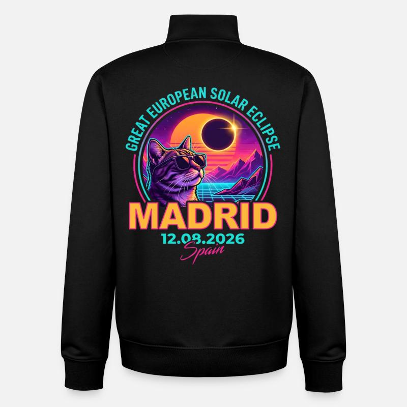 Solar Cat Madrid Eclipse 2026 - Unisex Organic Zip Sweatshirt by Stanley/Stella - black