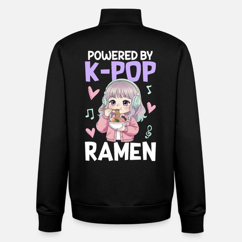 Propulsé par des ramen K-Pop - Sweat zippé unisexe en coton bio Stanley/Stella - noir