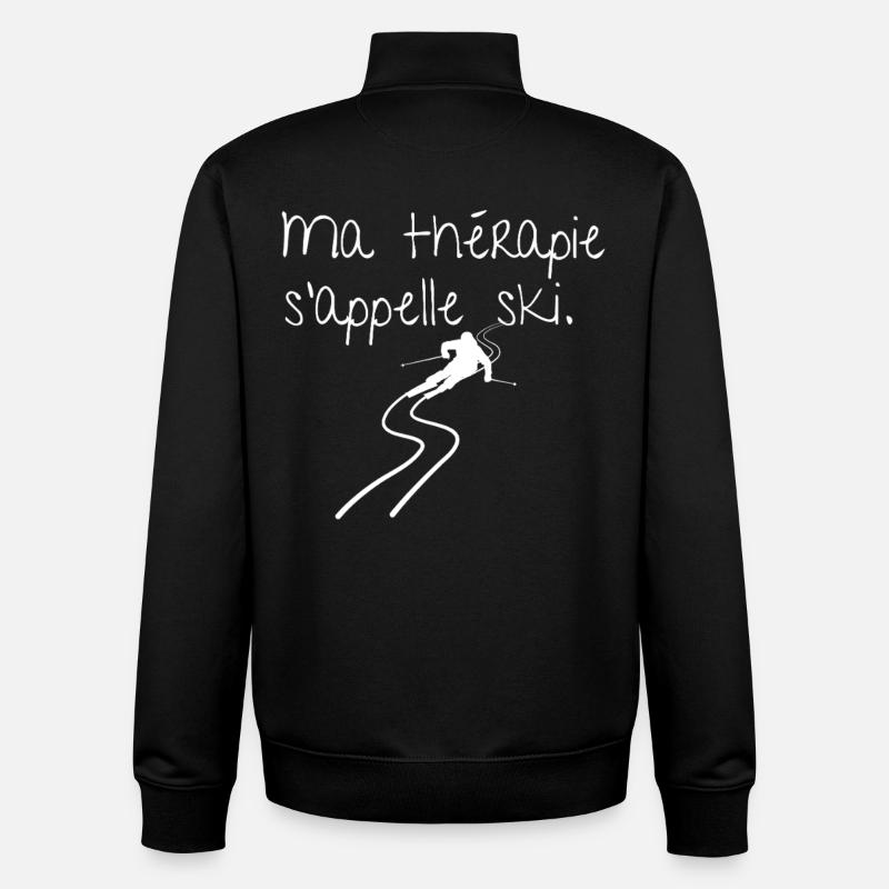 Ma thérapie s'appelle Ski - Sweat zippé unisexe en coton bio Stanley/Stella - noir