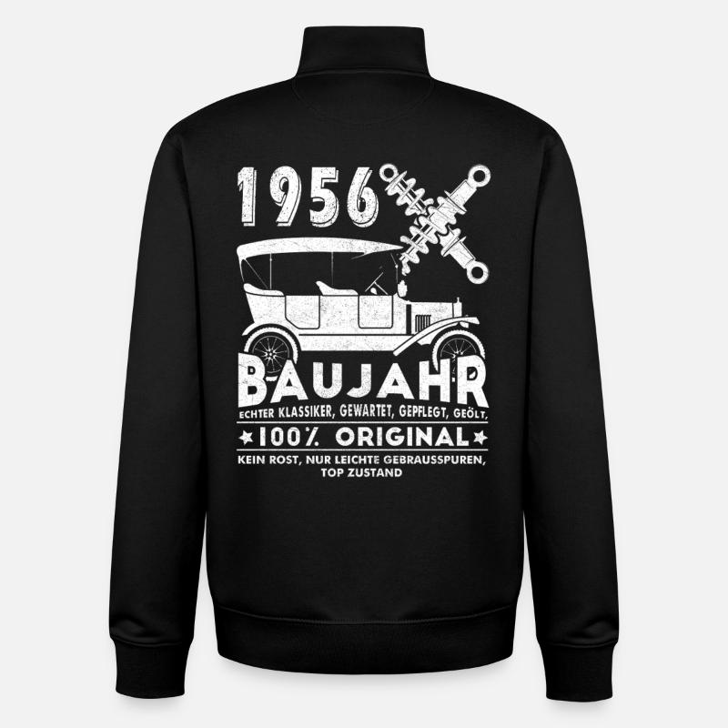 Année de naissance 1956 - Sweat zippé unisexe en coton bio Stanley/Stella - noir