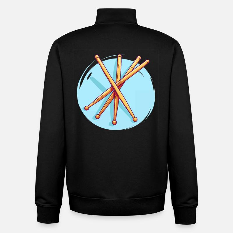 Drumsticks Drawing - Unisex Organic Zip Sweatshirt by Stanley/Stella - black