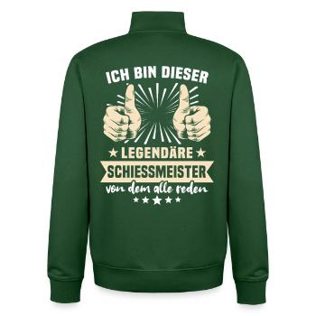 Shooting Master Sayings - Unisex Organic Zip Sweatshirt by Stanley/Stella - bottle green - Back - AI Model Male 185 dark (185cm)