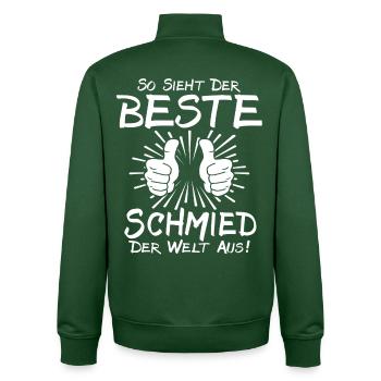 Best Blacksmith - Unisex Organic Zip Sweatshirt by Stanley/Stella - bottle green - Back - AI Model Male 185 dark (185cm)
