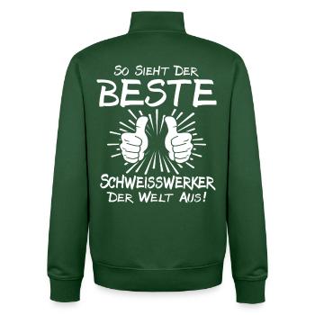 Bester Schweisswerker - Unisex Organic Zip Sweatshirt von Stanley/Stella - Flaschengrün - Hinten - AI Model Male 185 dark (185cm)