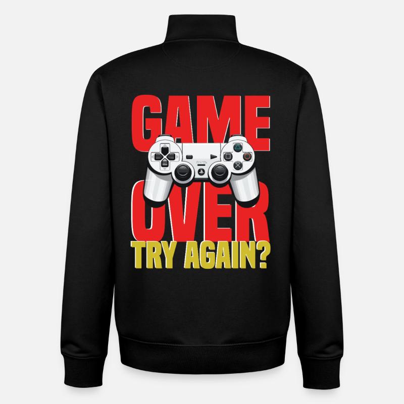 Playing Controller Motif - Unisex Organic Zip Sweatshirt by Stanley/Stella - black