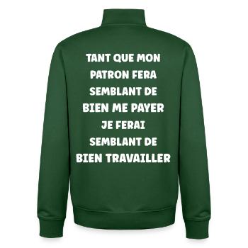So tun, als würde ich arbeiten - Unisex Organic Zip Sweatshirt von Stanley/Stella - Flaschengrün - Hinten - AI Model Male 185 dark (185cm)