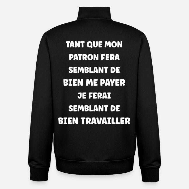 Semblant de travailler - Sweat zippé unisexe en coton bio Stanley/Stella - noir