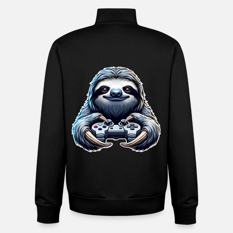 Gaming Sloth - Unisex Organic Zip Sweatshirt by Stanley/Stella - black
