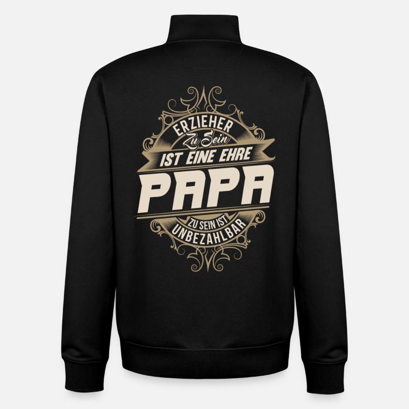 Papa éducateur - Sweat zippé unisexe en coton bio Stanley/Stella - noir