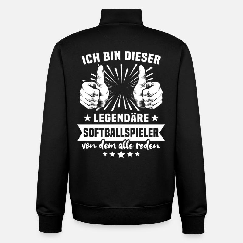 Légende du joueur de softball - Sweat zippé unisexe en coton bio Stanley/Stella - noir