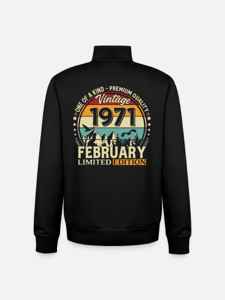 55e anniversaire février 1971 Millésime - Sweat zippé unisexe en coton bio Stanley/Stella - noir