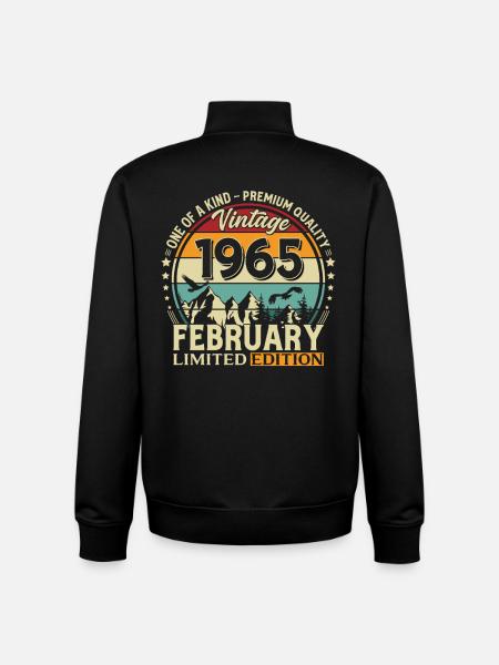 61e anniversaire février 1965 Millésime - Sweat zippé unisexe en coton bio Stanley/Stella - noir