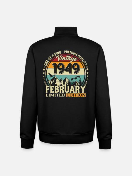 77e anniversaire février 1949 Millésime - Sweat zippé unisexe en coton bio Stanley/Stella - noir
