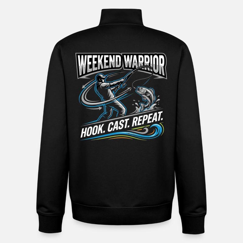Weekend Warrior Hook Cast Repeat Angler - Unisex Organic Zip Sweatshirt by Stanley/Stella - black