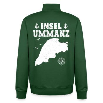 Vacances Mer Baltique ÎLE UMMANZ Fun - Sweat zippé unisexe en coton bio Stanley/Stella - vert bouteille - Dos - AI Model Male 185 dark (185cm)
