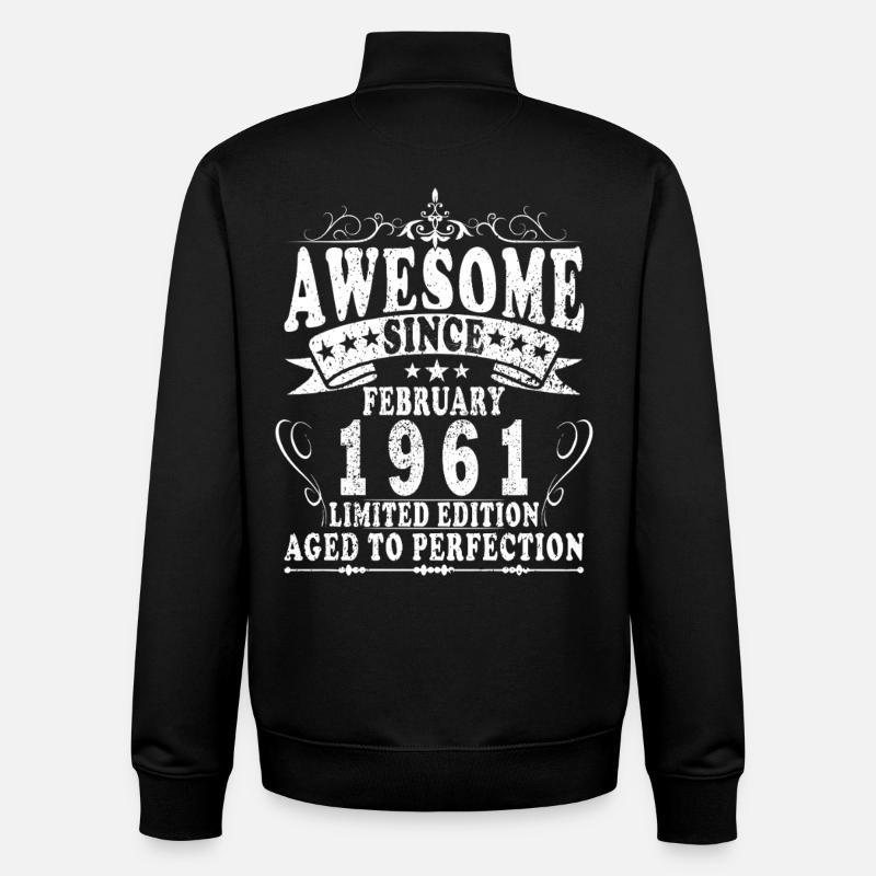Février 1961 Jubilé 1961 Légendes Février - Sweat zippé unisexe en coton bio Stanley/Stella - noir
