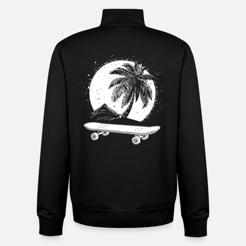 Graphismes de skateboard - Sweat zippé unisexe en coton bio Stanley/Stella - noir