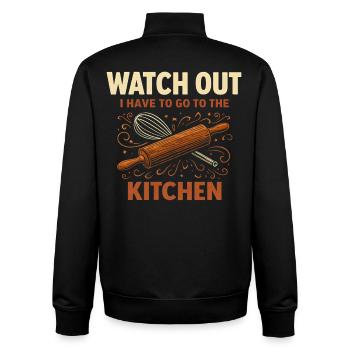 Attention rouleau à pâtisserie de cuisine - Sweat zippé unisexe en coton bio Stanley/Stella - noir - Dos - AI Model Male 185 light (185cm)